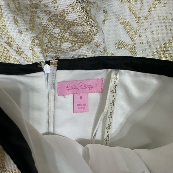 Lilly Pulitzer Gold Black White Christine Strapless Mini Dress Metallic - Picture 7 of 10